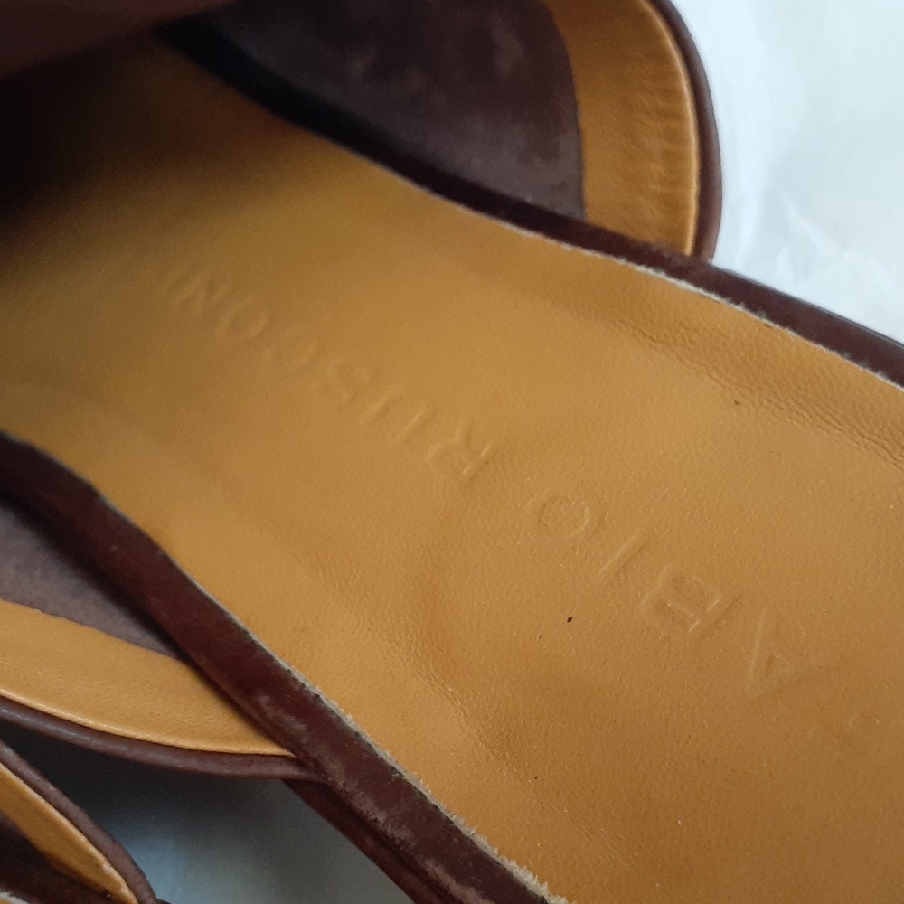 Women’s Slide Loafers - Brown Leather Slip-On Flats - Picture 5 of 8